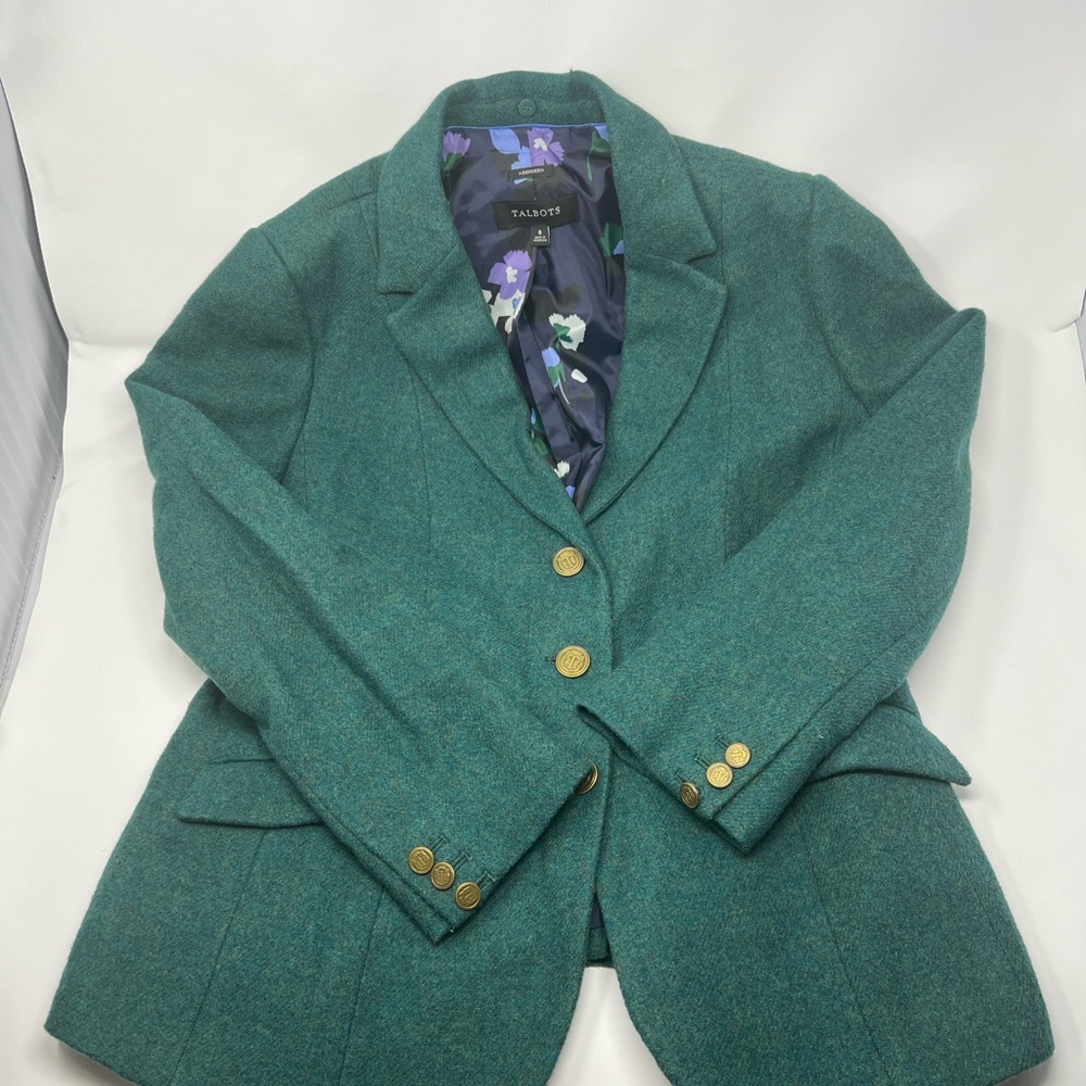 Talbots Aberdeen Green Wool Blend Blazer 8